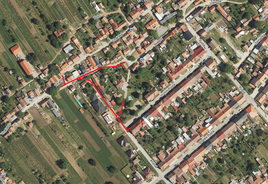 Zákres rozsahu stavby obnovy veřejného osvětlení